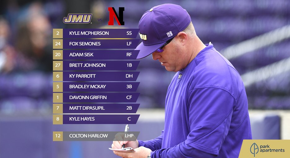 JMUBaseball's tweet photo. DaVonn Griffin and Kyle Hayes get their first career starts today! https://t.co/9ovmUzxUgR