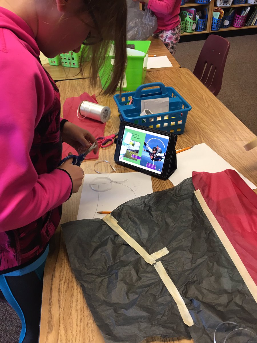 MsScholinsClass's tweet photo. We are researching parachutes and trying to design and create a parachute that falls the slowest. #STEM #Phxfirebirds https://t.co/No1K8NxrqY