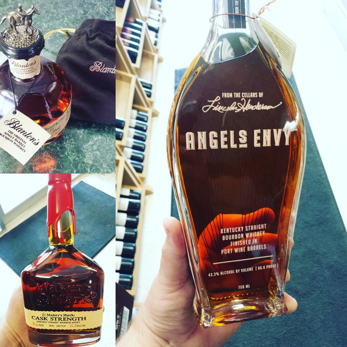 riversidecross1's tweet photo. New bourbons! While supplies last! #bourbon #angelsenvy #makersmarkcaskstrength #blantons https://t.co/VDEShmLLPp