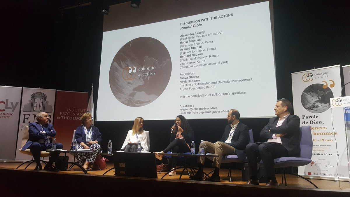 Nayla_Tabbara's tweet photo. @RadiaBak @AssoCoexister: nous faisons face à 3 types de violences: l'uniformisation, le repli sur soi, l'indifférence #colloquedescedres https://t.co/xNvsFP9ZDJ