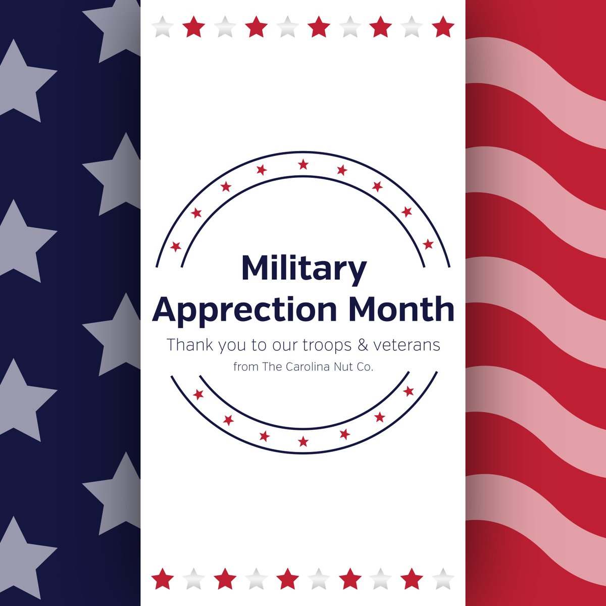 CarolinaNutCo's tweet photo. Thank you for the sacrifices you have made. #militaryappreciationmonth https://t.co/r9P4GtvbLy