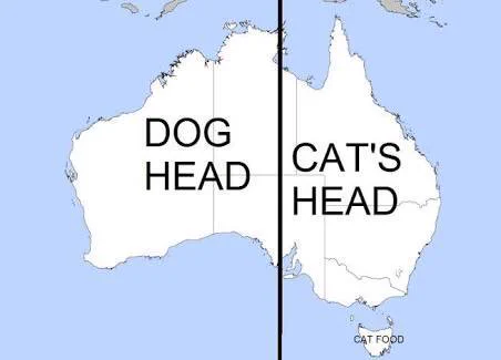 オーストラリアの地形を真ん中で区切ってみるとｗｗｗ犬と猫の頭が出現ｗｗｗ