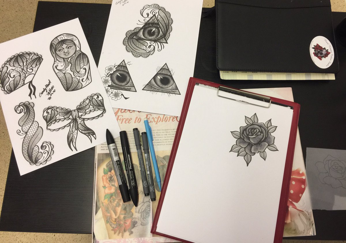 Roadrunnertats's tweet photo. When the apprentice takes over the desk loveing it #tattoo #tattooart #femaletattooartist #tattooapprentice #promarker https://t.co/FPplnm5Hvw