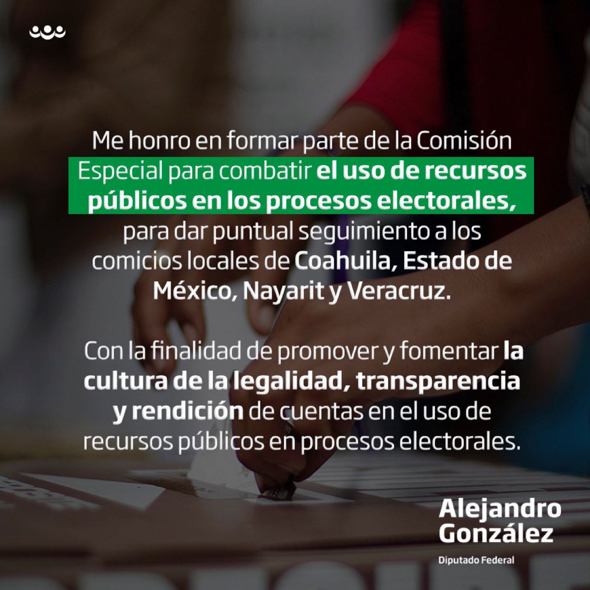 AlexGonzalezNet's tweet photo. Me honro en formar parte de la Comisión Especial para combatir el uso de recursos públicos en los #ProcesosElectorales. https://t.co/2rzoFEEUUb