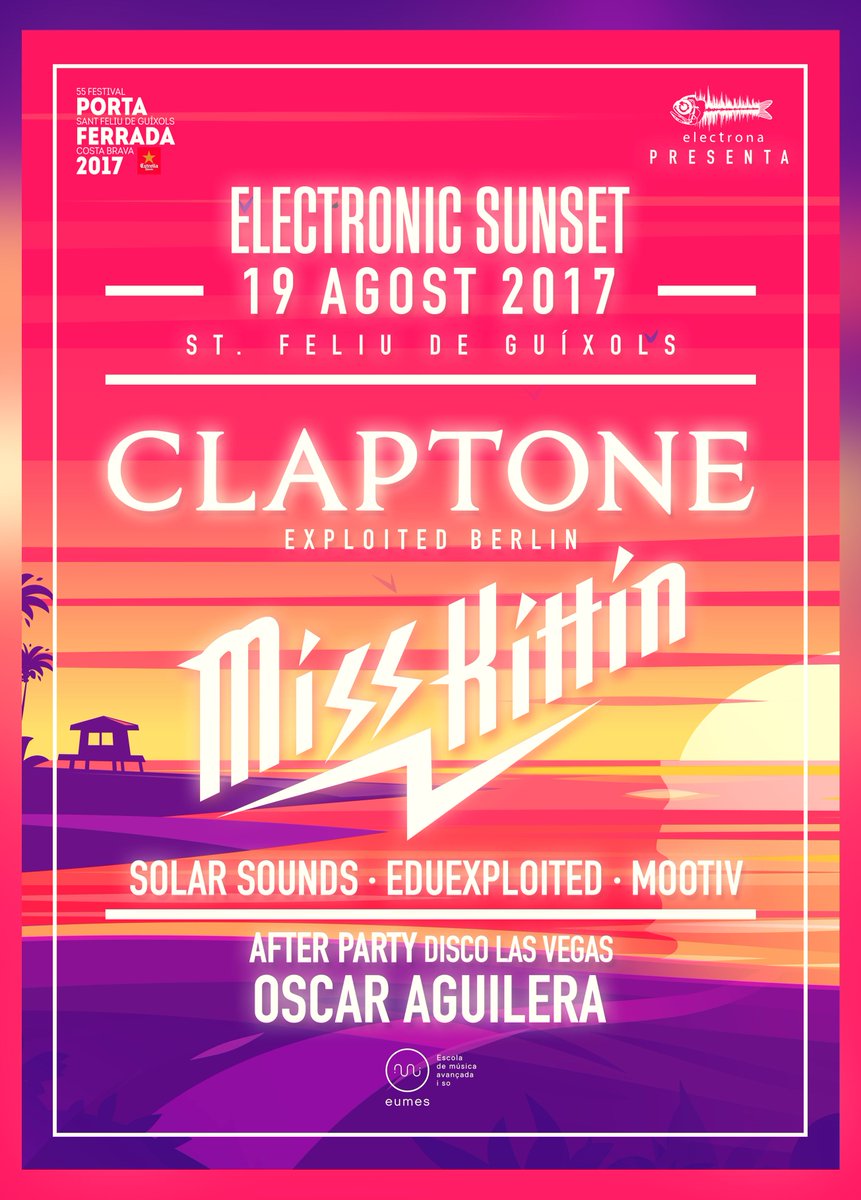 PortaFerrada's tweet photo. 19/08 - #ElectronicSunset @Claptone_ @MissKittinMusic #EspaiPort #PartyFerrada #Guíxols
Info / tickets -> https://t.co/6k4u7qUmmz https://t.co/cOubn0a6Jl