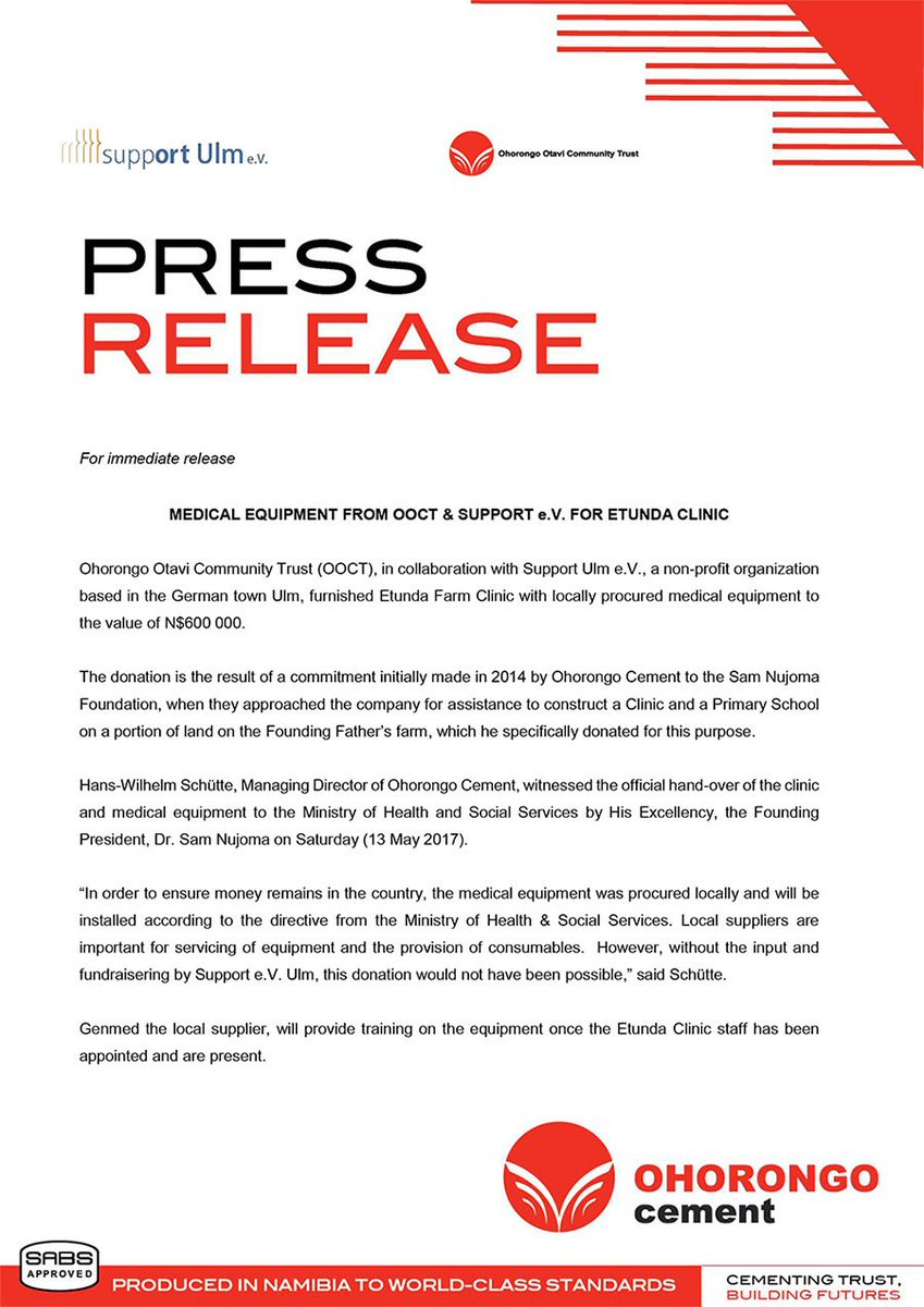 samnujomafound's tweet photo. Ohorongo Cement Press Release https://t.co/zTtqzSgWpA