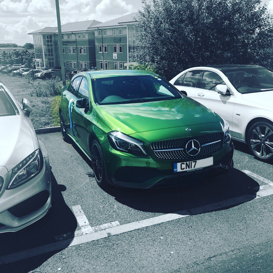 VIPmerc's tweet photo. This Green Machine just getting ready for its new owner to enjoy over the weekend 💚💚💚 #mercedes #amg #Aclass #elbaitegreen #NightPackage https://t.co/GLk0Td3icc