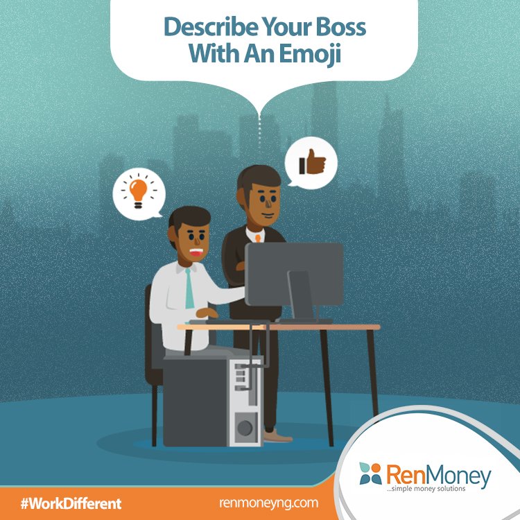 Renmoney's tweet photo. Can you describe your boss with an Emoji?
Reply below with an Emoji 🤓 that best describes your boss.
#TGIF #MellowFriday https://t.co/IusYFr1rE3
