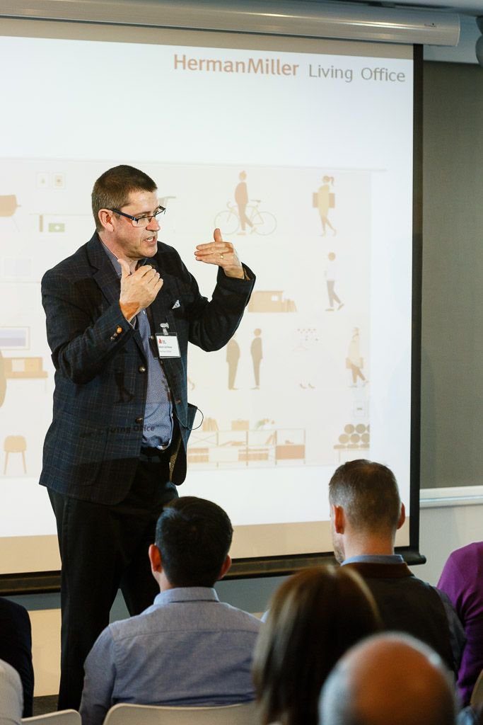 DesignMeansBiz's tweet image. Now the slot after lunch is usually tricky but not for @markcatchlove from @HermanMillerLtd . Some great insights into The Living Office