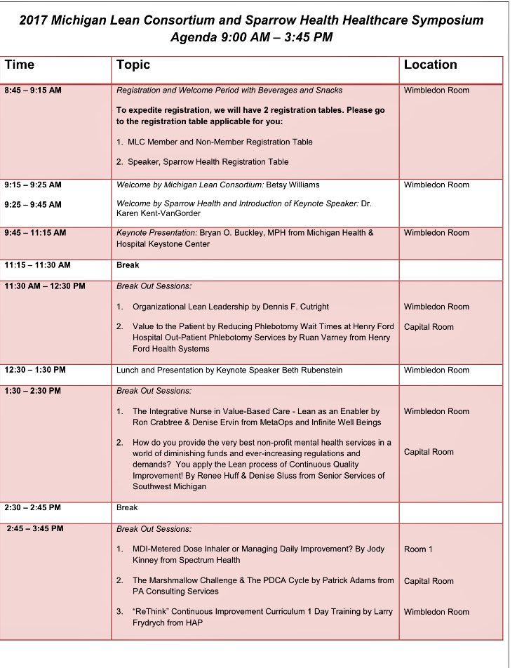 bryanobuckley's tweet photo. So honored to be speaking as the keynote at the MI Lean Consortium Healthcare Symposium #ptsafety #micarematters #mhakeystone https://t.co/kP3bWkEPYh