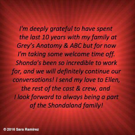 SRamirezAlways's tweet photo. 1ANO SEM SARA RAMIREZ. OBRIGADA POR NOS FAZER SORRIR EM 10 ANOS. QUE SEU RETORNO SEJA BREVE. #greysanatomy #ORTO👑❤ https://t.co/cXLyHhAxQY