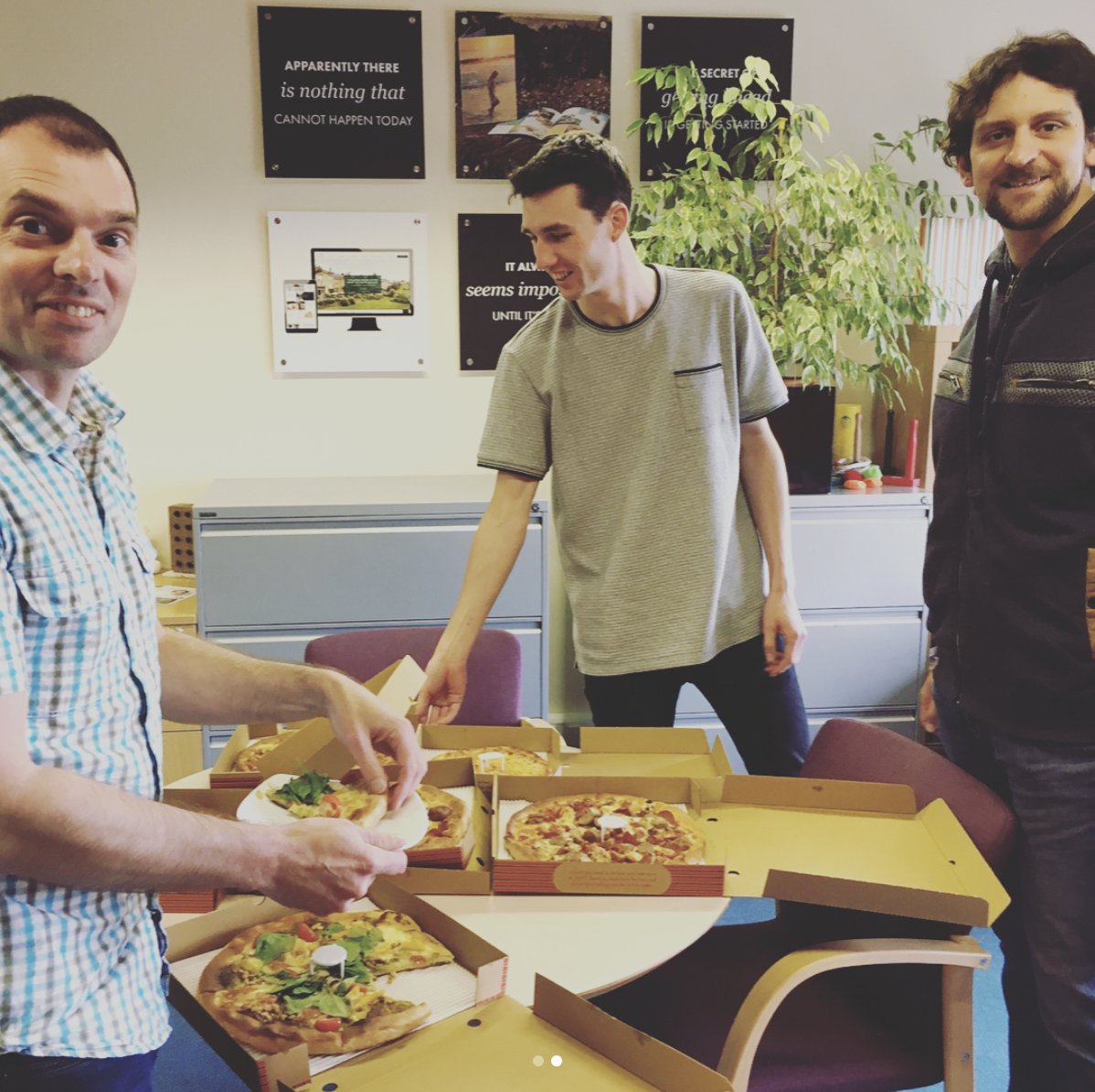 ClockworkM's tweet photo. Happy #NationalPizzaPartyDay we are celebrating with lunchtime #pizzas courtesy of @pizzacafenewton #clockworkmarketing #hospitality #Friday https://t.co/PvJsw88ryk