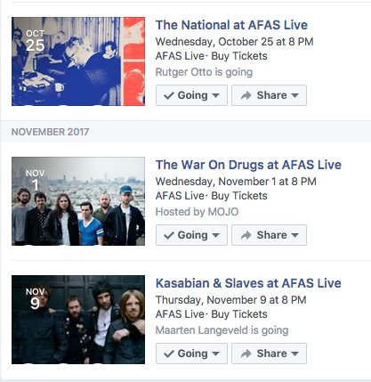 PaulvSon's tweet photo. Lekker drietrapsraketje in @AFASLive dit najaar! 😍 #TheNational #TheWarOnDrugs #Kasabian https://t.co/DKbeLgesTs