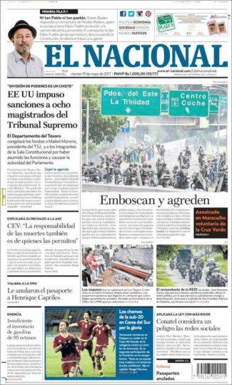 CaraotaDigital's tweet photo. #Portadas @ElNacionalWeb "EEUU impone sanciones a ocho magistrados del Tribunal Supremo" https://t.co/SUUaFWLePj https://t.co/NqowrU47Fp