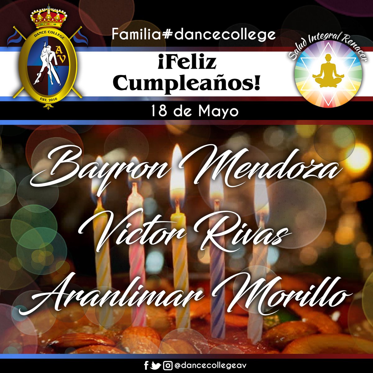 dancecollegeav's tweet photo. Felicidades a nuestros cumpleañeros del mes de Mayo 😀 https://t.co/45GLe1blOv