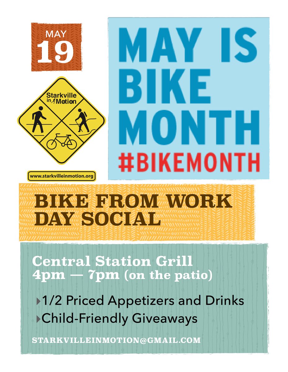 StarkInMotion's tweet image. This is just a friendly reminder for our Bike from Work Day social at Central Station Grill today from 4-7pm! #BikeToWorkDay