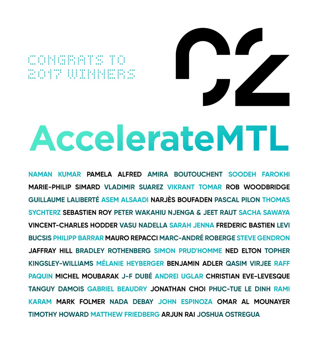 AccelerateMTL's tweet photo. Excited to announce the 50 Founders of our 2017 cohort! 💥 https://t.co/pLCATHpB17 https://t.co/YjPwAW7cZ9