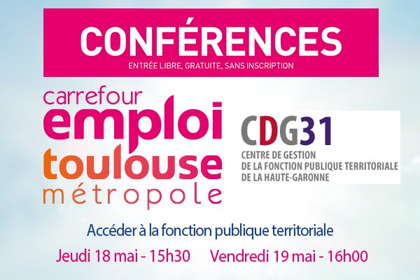 CarrefourEmploi's tweet photo. La #conférence qui clôturera le salon #TLSMETROEMPLOI aura lieu à 16h00 avec le #CDG31 et concerne les #métiers de la #fonction #publique ! https://t.co/GgVNZgwqgQ