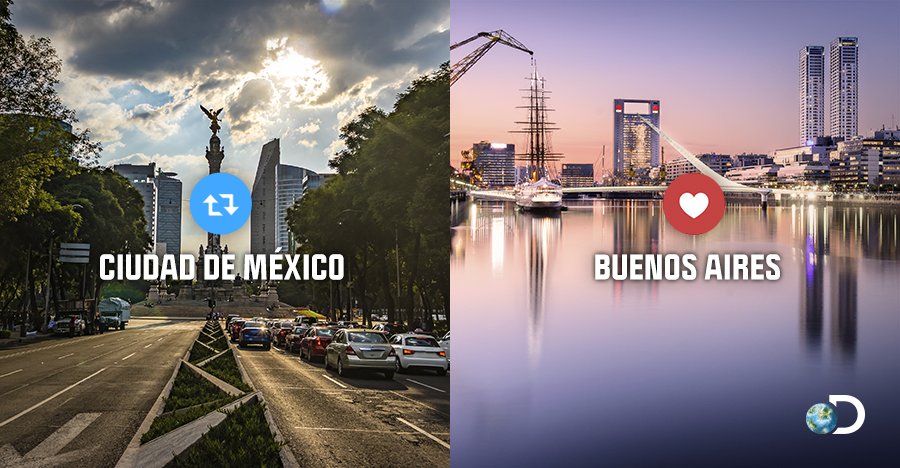 DiscoveryLA's tweet photo. Estas ciudades están entre las más pobladas de Latinomérica, ¿cuál es tu preferida? #TuDiscovery https://t.co/vWf4xOO04z