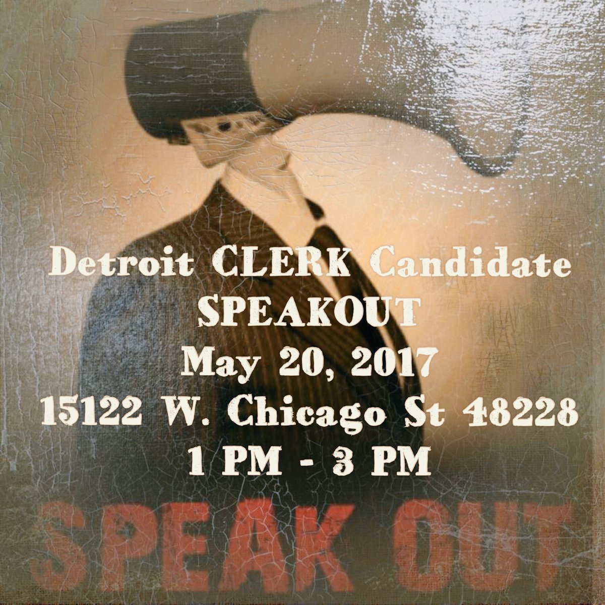 DAlexanderB's tweet photo. Join @DAlexanderB &amp; @actioncac 2MORO at 1 PM 4 the Premier Clerk Candidate event at 15122 W. Chicago St. MI 48228 #Speakout https://t.co/uzErvZLRKA