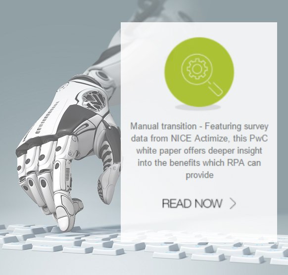 NICE_Actimize's tweet photo. Want this @PwC white paper on Manual Transition: Transforming #Fincrime Investigation Through #Automation? https://t.co/MuyxZrBeTx #AML #RPA https://t.co/vak34hFwdA