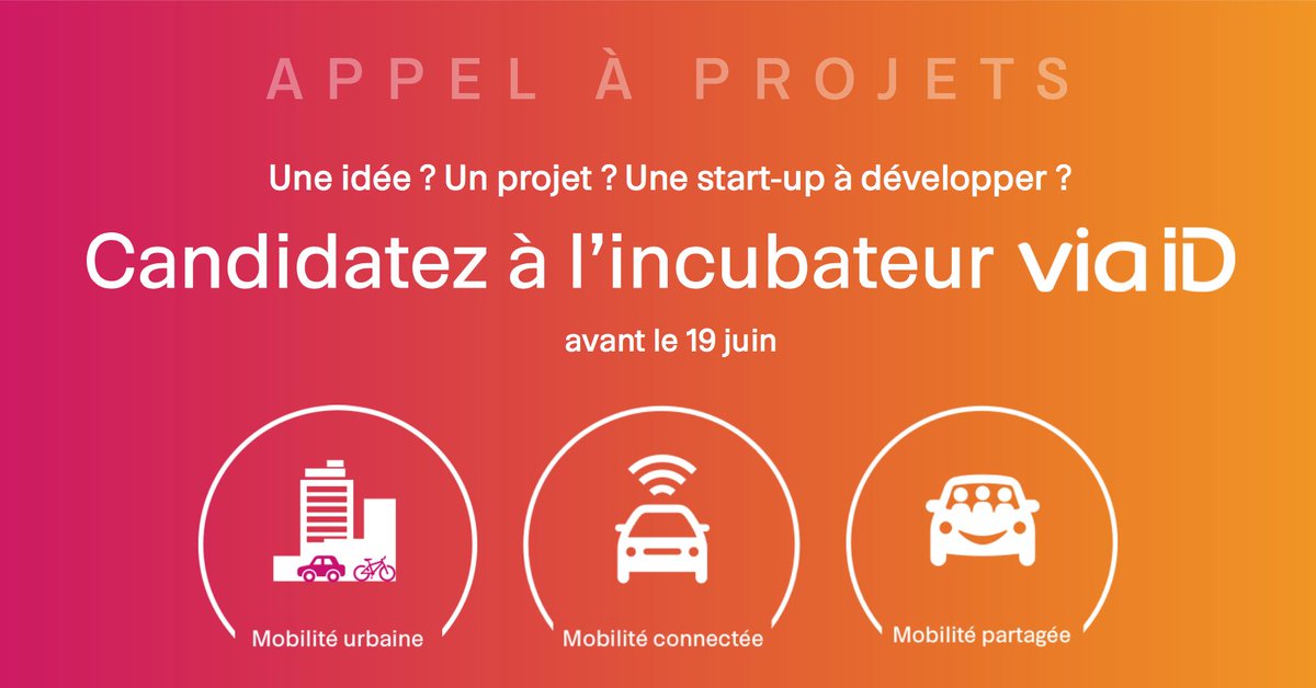 via__id's tweet photo. L’incubateur Via ID lance son appel à projets ! Candidatez avant le 19 juin pour accélérer votre succès https://t.co/YVk2kdW9jR https://t.co/1nnnlrQJtK