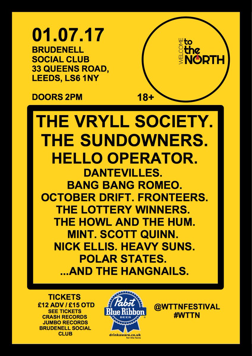 Very happy to announce we’ll see you guys at the #BrudenellSocialClub in #Leeds for @wttnfestival ! Tickets here: bit.ly/WTTNFTix