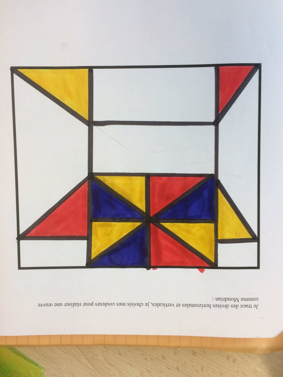 TonyLAINE_CM2's tweet photo. On essaie de faire une œuvre comme  Mondrian, moi on dirait un robot!!! Aminata https://t.co/HX233ikdXq