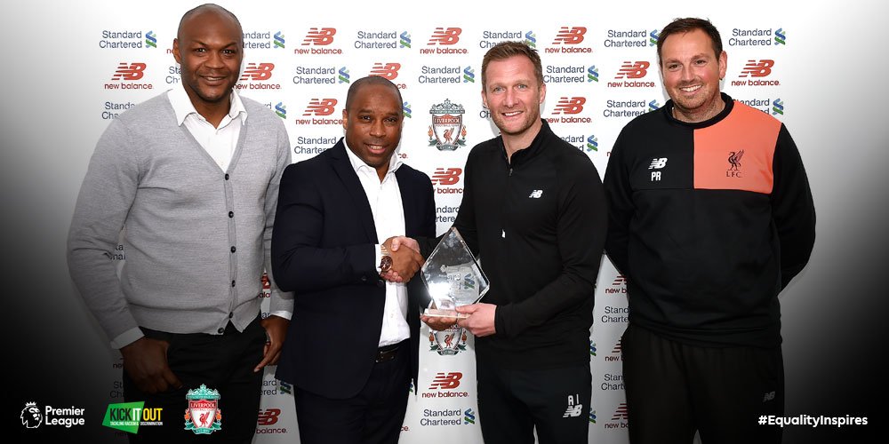 kickitout's tweet photo. .@LFC have been awarded for their continuing excellence as part of #EqualityInspires, run by us and @premierleague https://t.co/cjhBkPDgNq https://t.co/j3kbBLkxb3