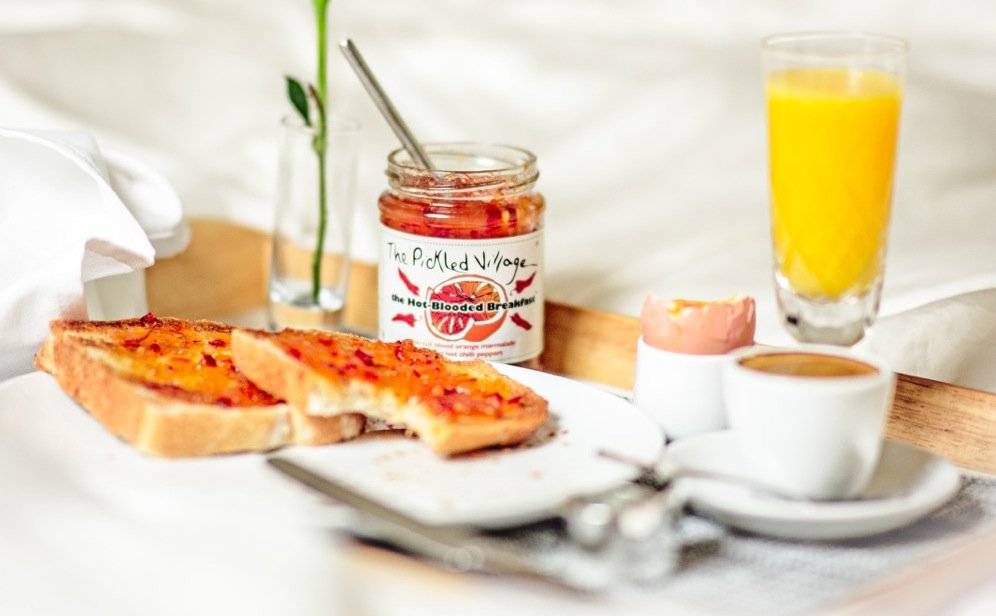 PickledVillage's tweet photo. Feisty Friday? its The Hot Blooded Breakfast, The Pickled Village's double award winning- blood orange marmalade with red hot chilli peppers https://t.co/Hryxgxwsur