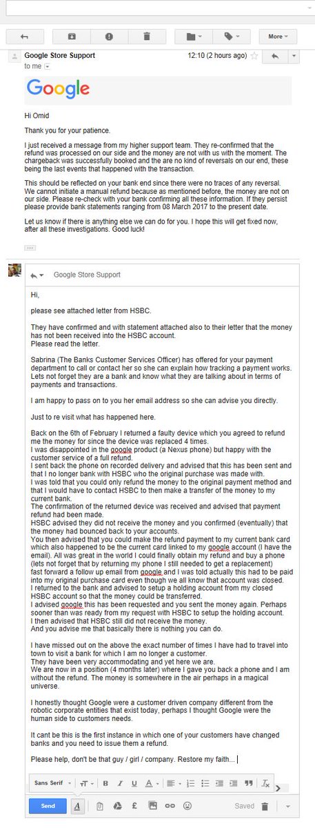 NerdAgent's tweet photo. @GoogleUK I have always loved Google, but honestly I feel so let down.
I returned a phone 4 months ago and still not received the refund ! https://t.co/yPydZwCFsK