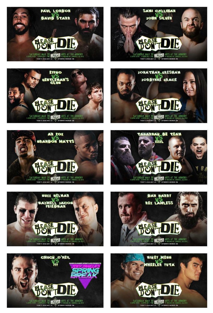 GCWrestling_'s tweet photo. This Saturday NEW ENGLAND Wrestling fans check out this loaded lineup for @beyondwrestling feat the DEBUT of someone from #JanelaSpringBreak https://t.co/s5qN7GqYON