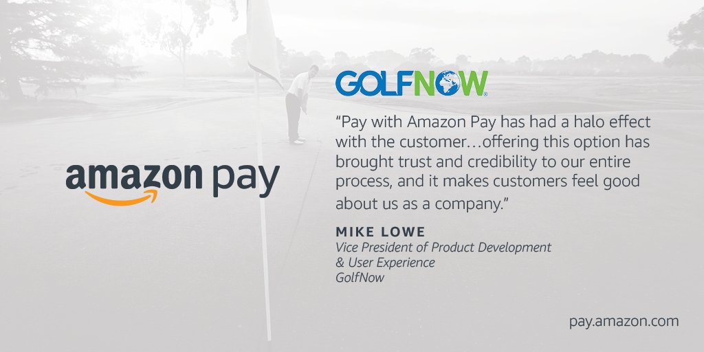 amazonpay's tweet photo. Learn how @golfnow cuts mobile checkout times in half using @AmazonPay. Review the case study. https://t.co/Eg2f9xX8Ko https://t.co/R5klAXRatv