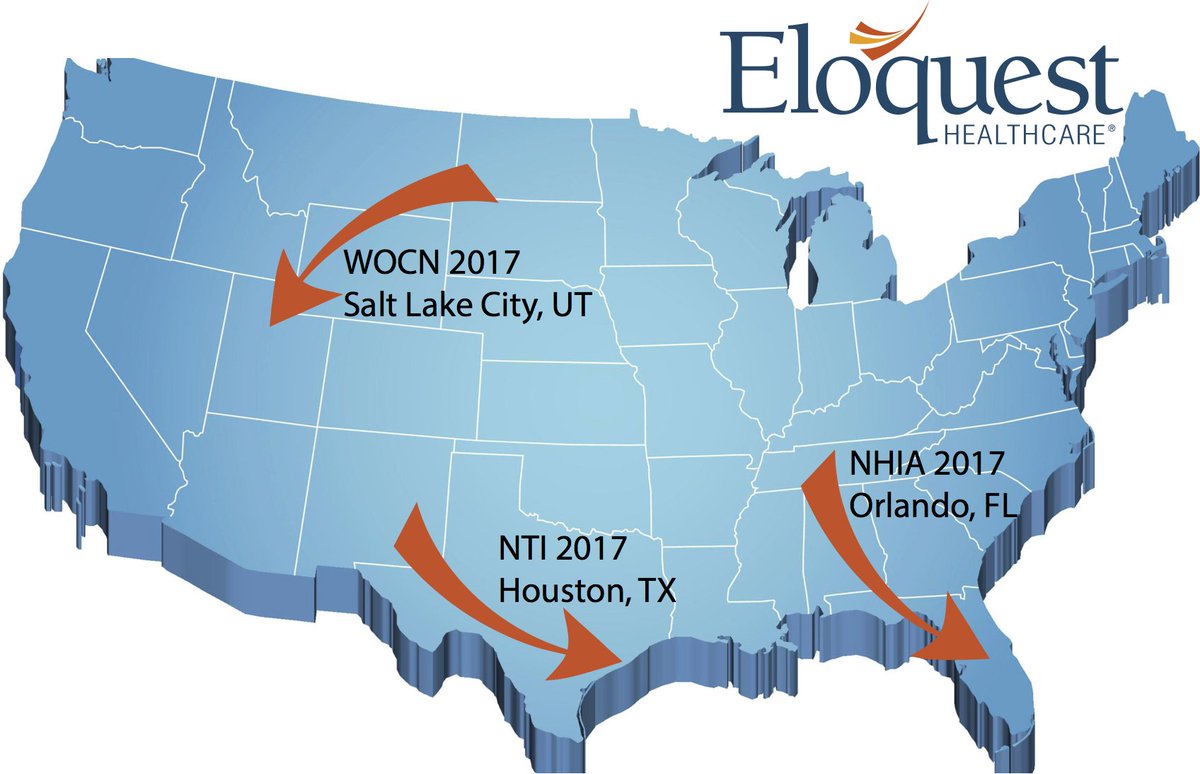 Eloquest's tweet photo. Come see Eloquest Healthcare at one of these 3 national trade shows next week! #WOCN2017 booth 717 #NTI2017 booth 3810 #NHIA2017 booth 626 https://t.co/mNwZzVaHm4