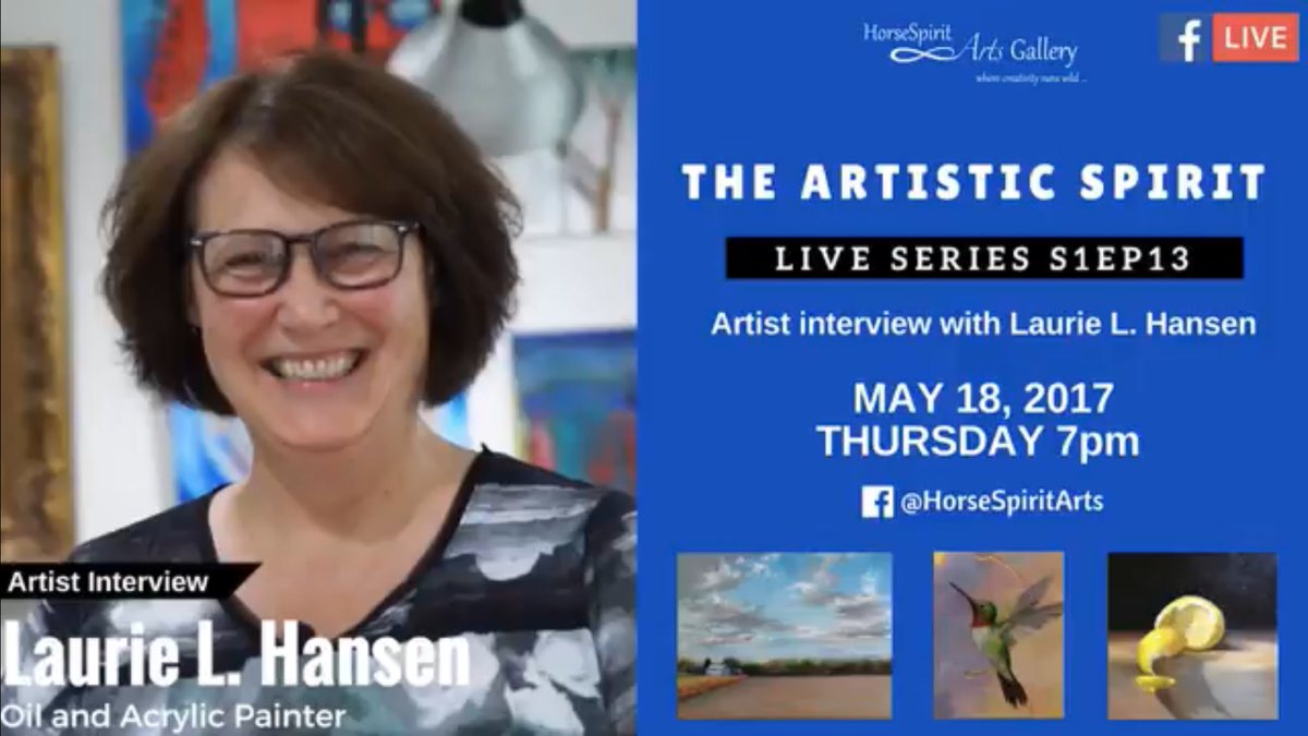 HorseSpiritArts's tweet photo. The #ArtisticSpirit Live Series;S1Ep13 with oil &amp; acrylic painter, Laurie L. Hansen
https://t.co/52vIa1n2aw https://t.co/Ctu64hLvmx