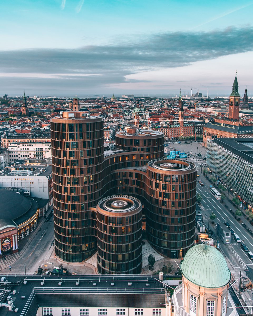 GoVisitDenmark's tweet photo. #Axeltowers, a newcomer on @VisitCopenhagen's skyline, as seen from the top of @RadissonBlu Royal Hotel. https://t.co/NJpaKV2zHD