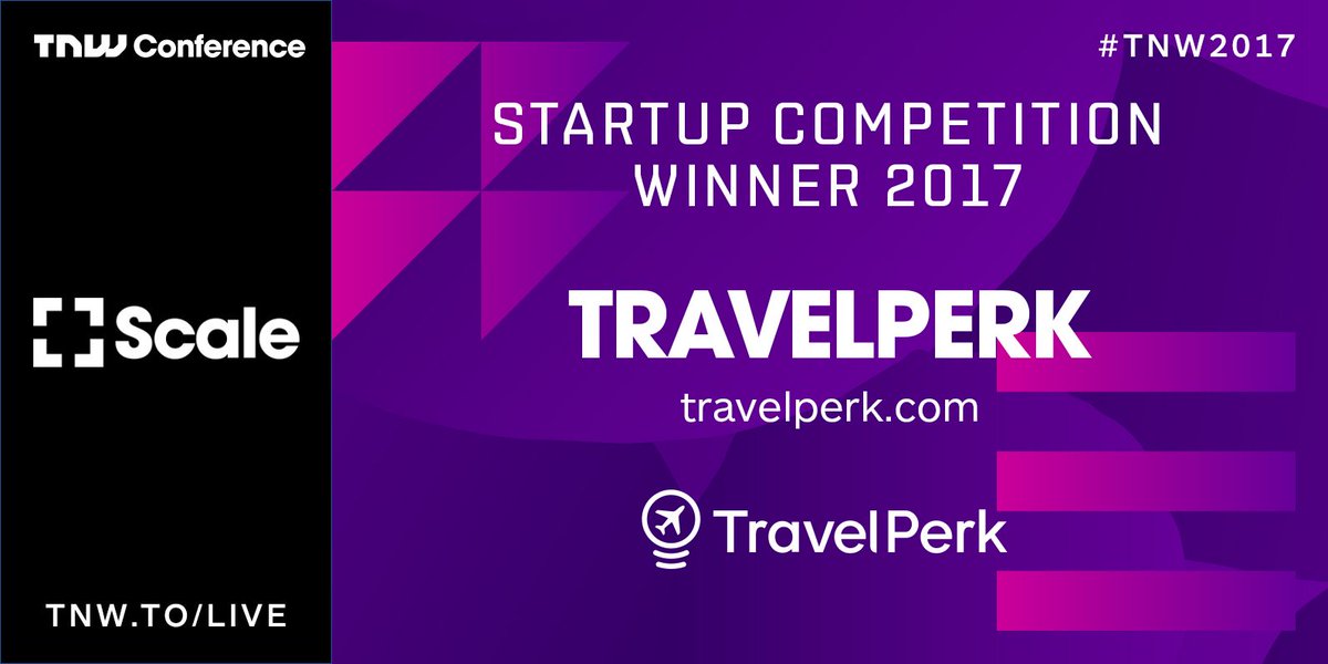 tnwevents's tweet photo. And #TNW2017's Scale winner is.... @travelperk!!! Congratulations! 🎉

And thanks to our #Scale sponsor, @eqtventures https://t.co/5BMbEEU9n7