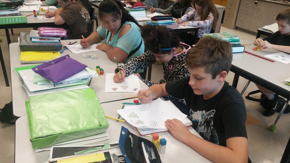 SchneiderEAMS's tweet photo. Future engineers in 6th grade working on isometric drawings. #eams #mathfunfriday https://t.co/ssbXf4m8xu