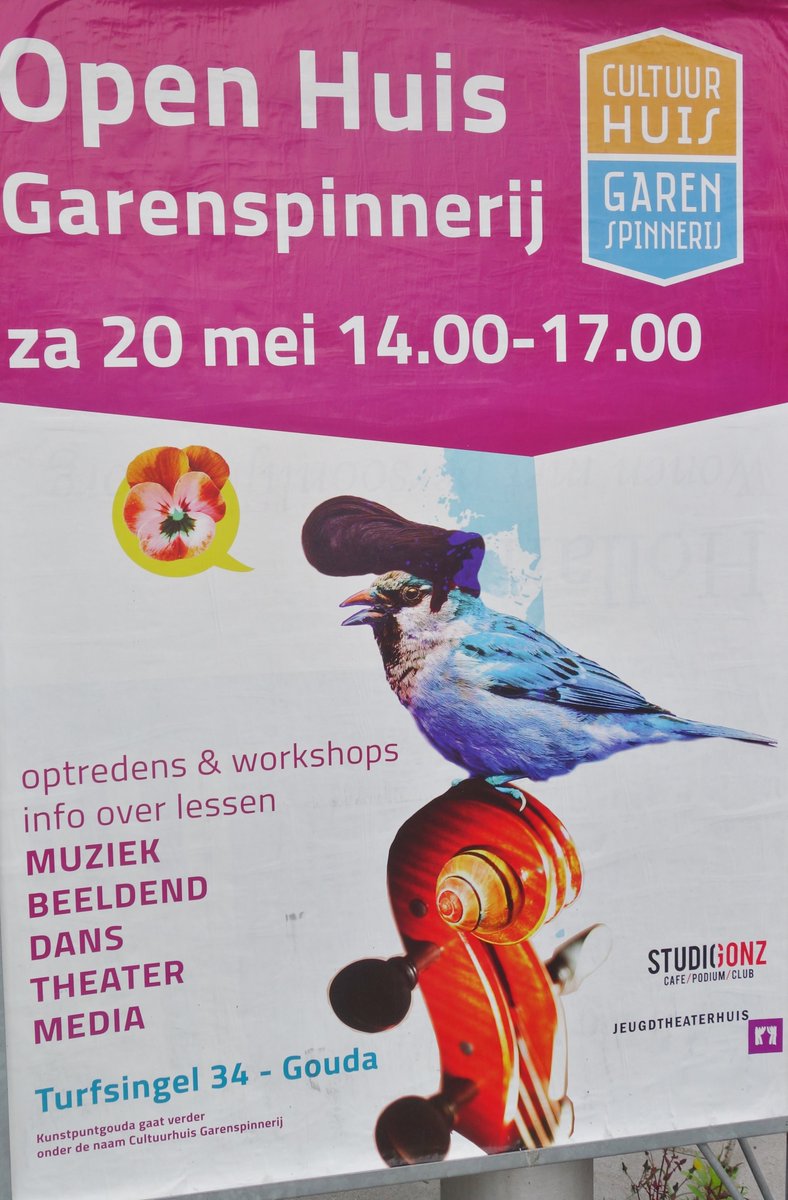 Zaterdagmiddag 20 mei Open Huis Cultuurhuis @Garenspinnerij en bij <a href="/StudioGonz/">StudioGonz</a> aan de Turfsingel in Gouda. #cultuur #kunst