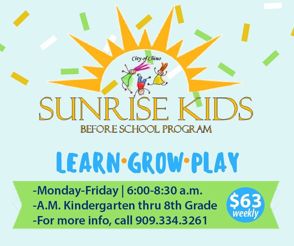 Online registration is now available for the Sunrise Kids B4 School Program at the Preserve. Pick It &amp; Click It @ cityofchino.org/programs.