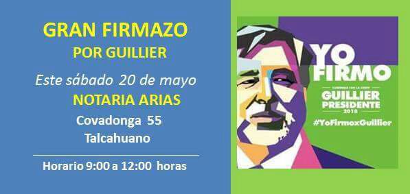 dalmonacidh's tweet photo. Este Sábado todos los #Independientes invitados a firmar por el @SenadorGuillier en Notaria Arias, Covadonga55 #Talcahuano #YoFirmoxGuillier https://t.co/Dx9BhV8IVi