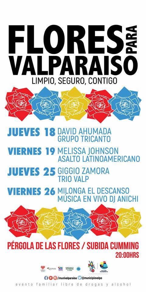Valparaiseando's tweet photo. *HOY* en la Pérgola de las Flores (subida Cumming) 20 hrs. @MunicipioValpo #ValpoLimpio #ValpoSeguro @ValpoCiudadano https://t.co/idkjHrBcAV
