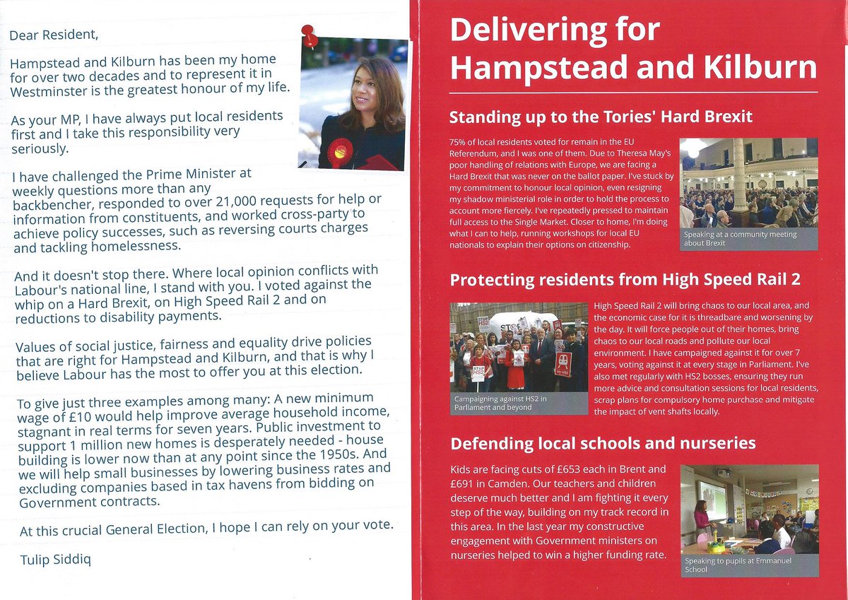 HampsKilburn's tweet photo. First communication from @TulipSiddiq #HandK #GE2017 https://t.co/Ro7gdOcAco