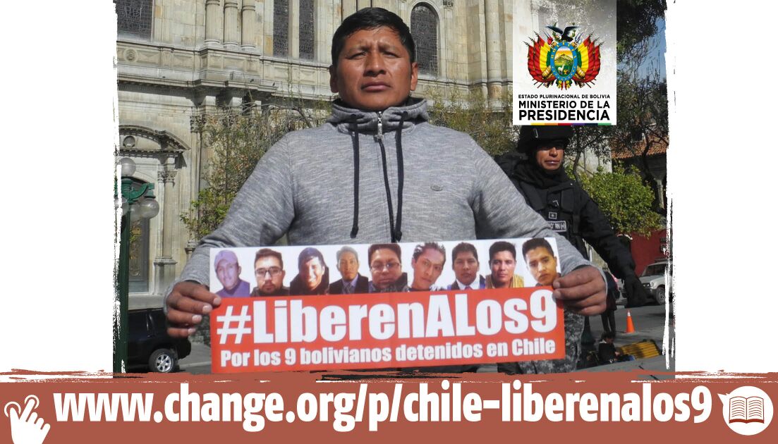 MinPresidencia's tweet photo. #LiberenALos9
#ElLibroDelMar
Bolivia reclama justicia para nuestros 9 hermanos detenidos ilegalmente en Chile https://t.co/nqJ0xIBeQi