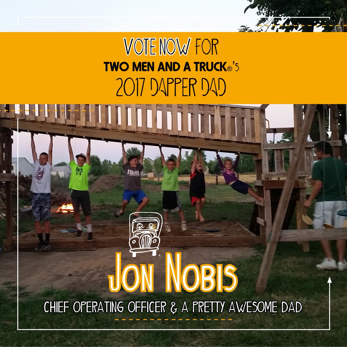 TwoMenAndATruck's tweet photo. COO Jon Nobis is living the core value of giving back to the community by supporting @W3DapperDads! VOTE JON at https://t.co/sUoUGkIGNu https://t.co/4l3Qby7qbq