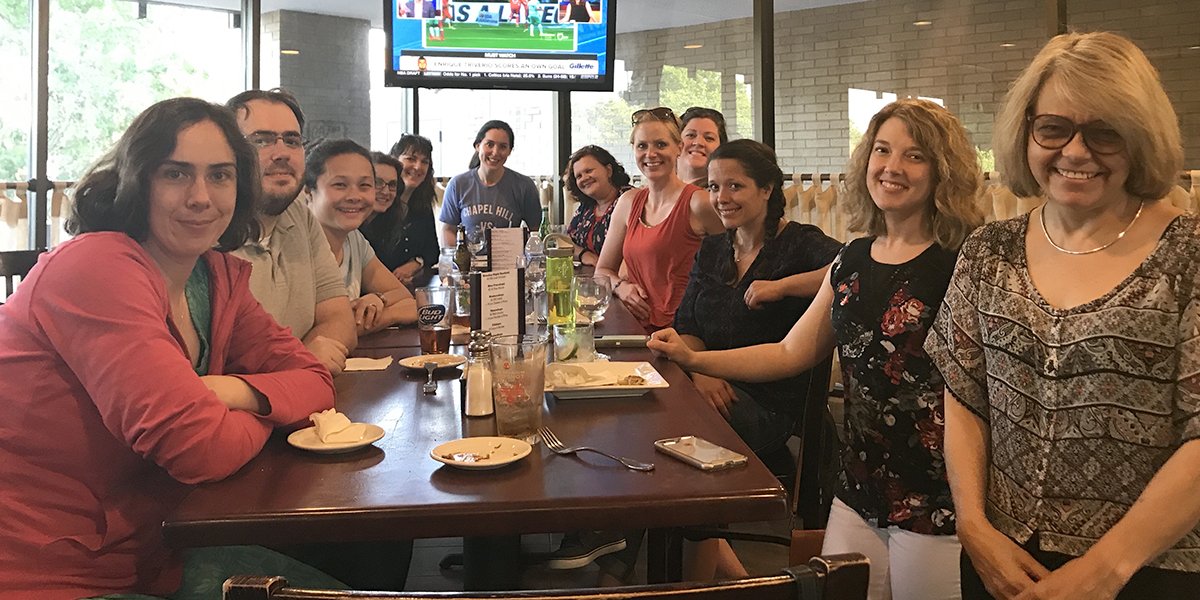 HussmanGrad's tweet photo. From Monday: Celebrating with our #UNCMATC 2015 cohort after the comprehensive exam. Only final thesis projects left for this group! https://t.co/M7KKKu1hNf