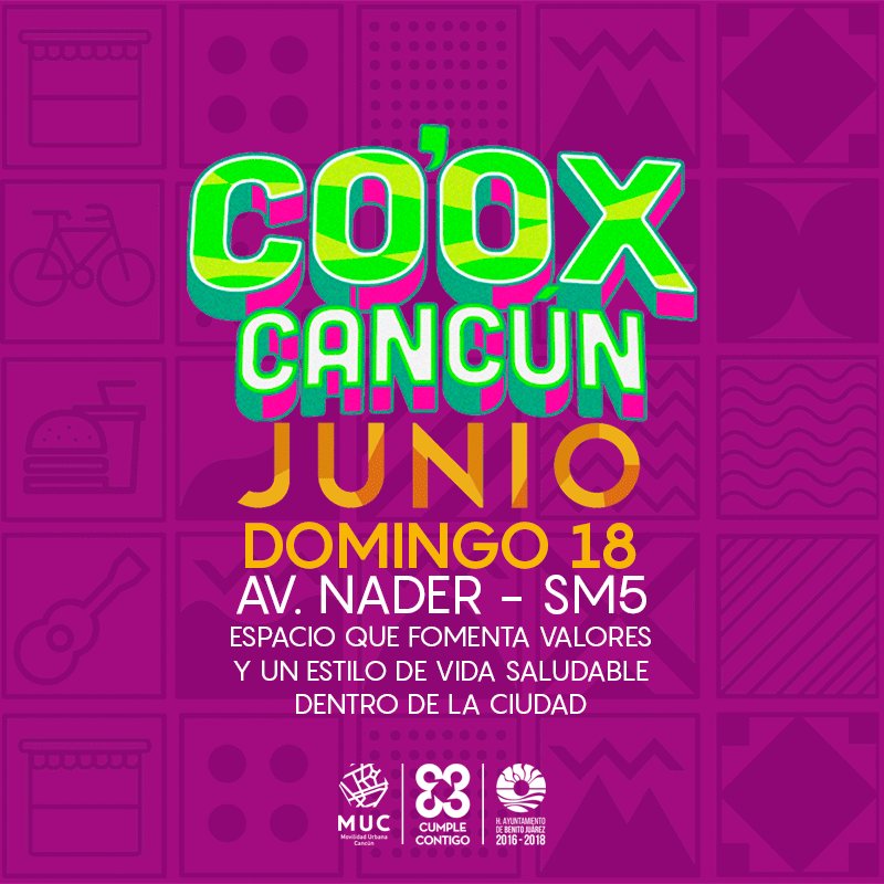 #BuenViernes☀La edición de junio de #CooxCancún se celebrará el próximo domingo 18. ✨🎉
Los esperamos de 3-9 pm en SM.5: Av. Nader. #LetsCoox
