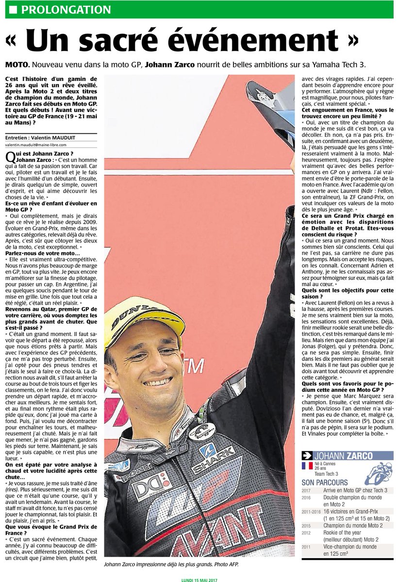 Valentinmdt's tweet photo. Ce w-e c'est le #MotoGP au Mans ! Et j'ai eu la chance de rencontrer @JohannZarco1 ! Un réel plaisir ! #kiff2000 https://t.co/cRB7Dpzar1