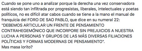 jcmejiaES's tweet photo. Hablando de infiltraciones y el ataque constante al conservadurismo de derecha... @PoneleCoco #ForoSaoPablo #300 #movimiento300 https://t.co/0Eeu9UhxF3
