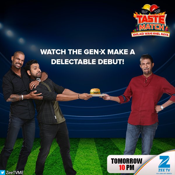 ZeeTVME's tweet photo. Watch the fun partnership of these fiery young boys @ImRo45 & @SDhawan25 with host #SandeepPatil only on #TasteMatch tomorrow at 8 PM https://t.co/ZLrln3Ehhq